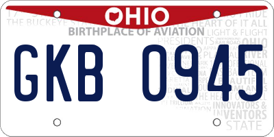 OH license plate GKB0945