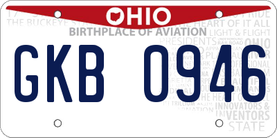 OH license plate GKB0946