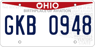 OH license plate GKB0948