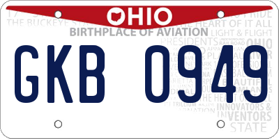 OH license plate GKB0949
