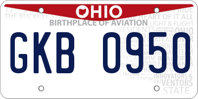 OH license plate GKB0950