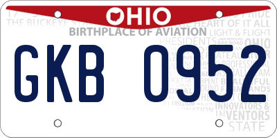 OH license plate GKB0952