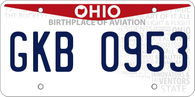 OH license plate GKB0953