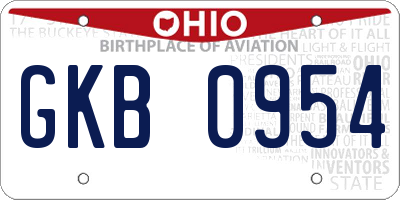 OH license plate GKB0954