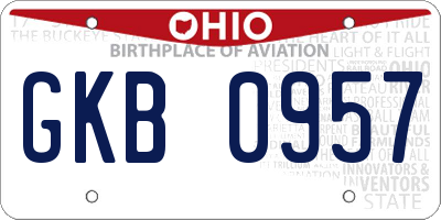 OH license plate GKB0957