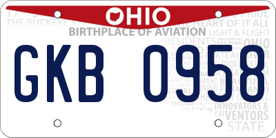 OH license plate GKB0958
