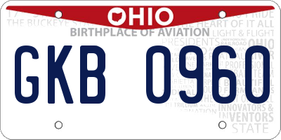 OH license plate GKB0960