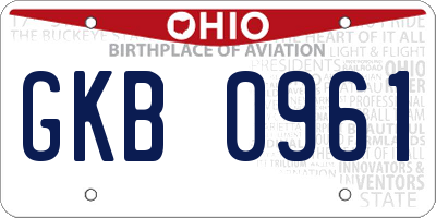 OH license plate GKB0961