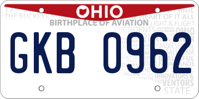 OH license plate GKB0962