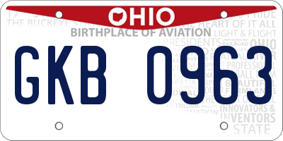 OH license plate GKB0963