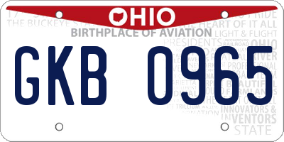 OH license plate GKB0965