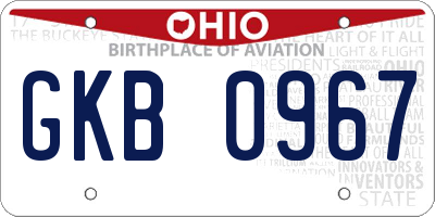 OH license plate GKB0967