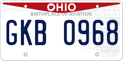 OH license plate GKB0968