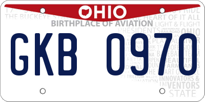OH license plate GKB0970