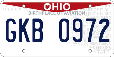 OH license plate GKB0972