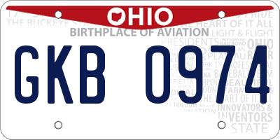 OH license plate GKB0974