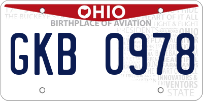 OH license plate GKB0978