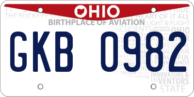 OH license plate GKB0982
