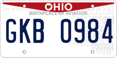 OH license plate GKB0984