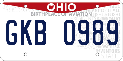 OH license plate GKB0989