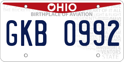 OH license plate GKB0992