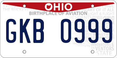 OH license plate GKB0999