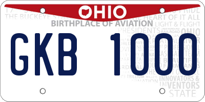 OH license plate GKB1000