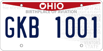 OH license plate GKB1001