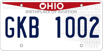 OH license plate GKB1002