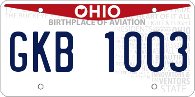 OH license plate GKB1003