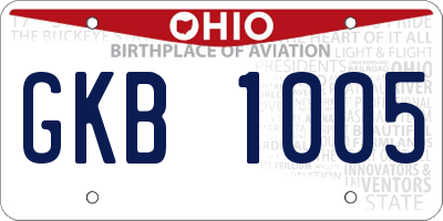 OH license plate GKB1005