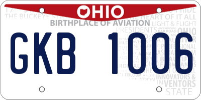 OH license plate GKB1006