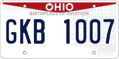 OH license plate GKB1007