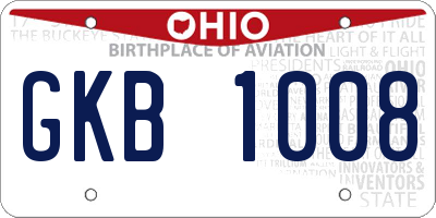 OH license plate GKB1008
