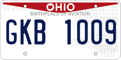 OH license plate GKB1009