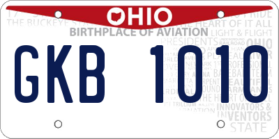 OH license plate GKB1010