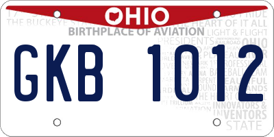 OH license plate GKB1012