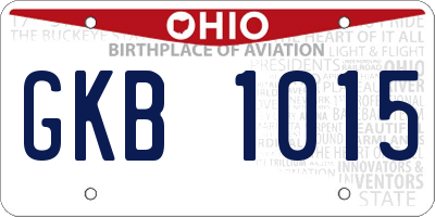 OH license plate GKB1015