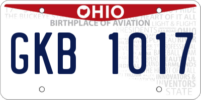 OH license plate GKB1017