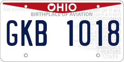 OH license plate GKB1018