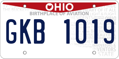 OH license plate GKB1019