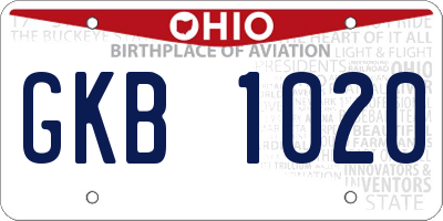 OH license plate GKB1020