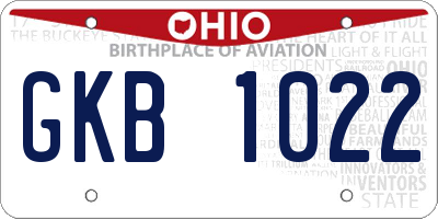 OH license plate GKB1022
