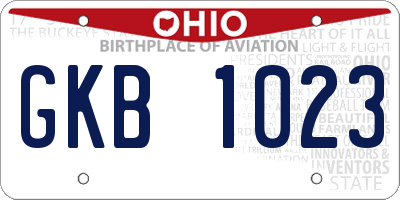 OH license plate GKB1023