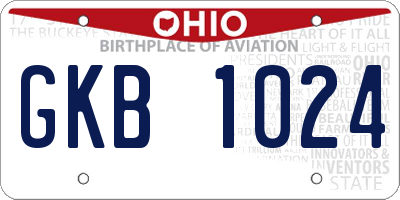 OH license plate GKB1024