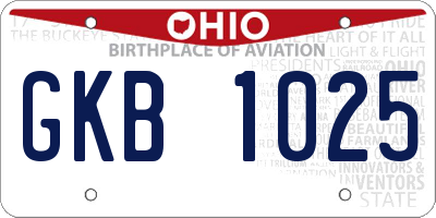 OH license plate GKB1025