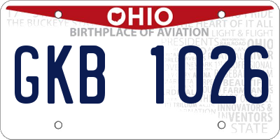 OH license plate GKB1026