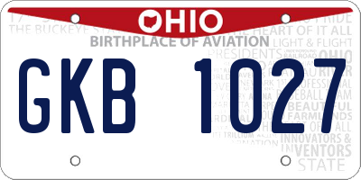 OH license plate GKB1027