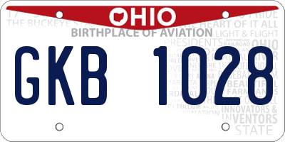 OH license plate GKB1028