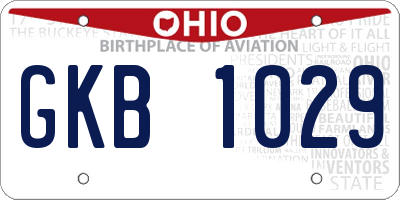 OH license plate GKB1029